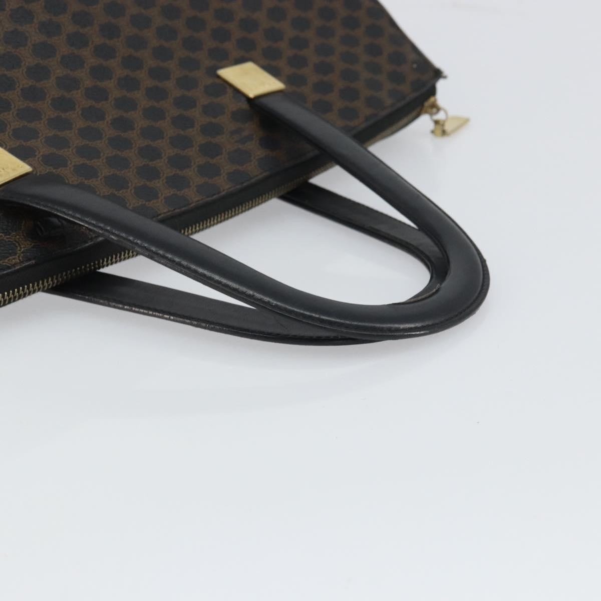 Celine CELINE Macadam Canvas Tote Bag PVC Leather Black Gold Authentic 168706