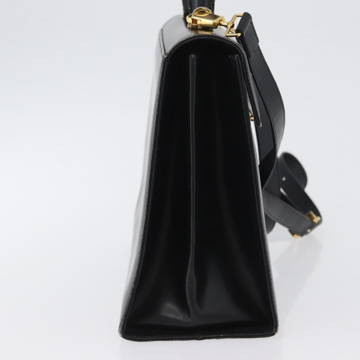 Salvatore Ferragamo Salvatore Ferragamo Gancini Hand Bag Leather 2way Black Gold Authentic ARZ228