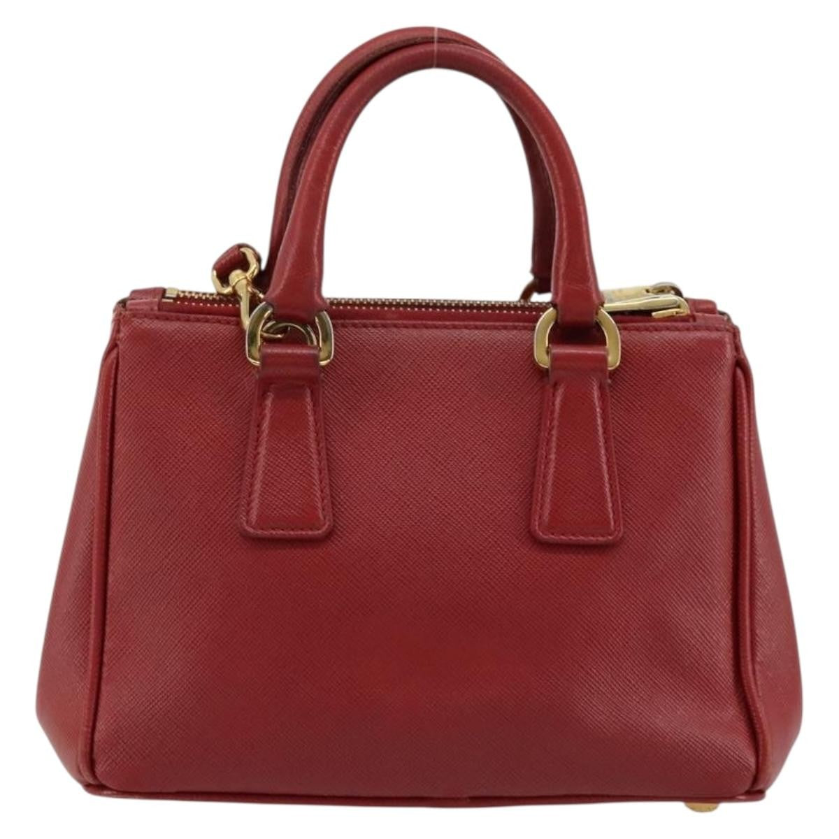 Prada PRADA Hand Bag Safiano leather 2way Red Gold Authentic 179933