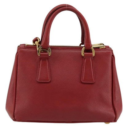 Prada PRADA Hand Bag Safiano leather 2way Red Gold Authentic 179933