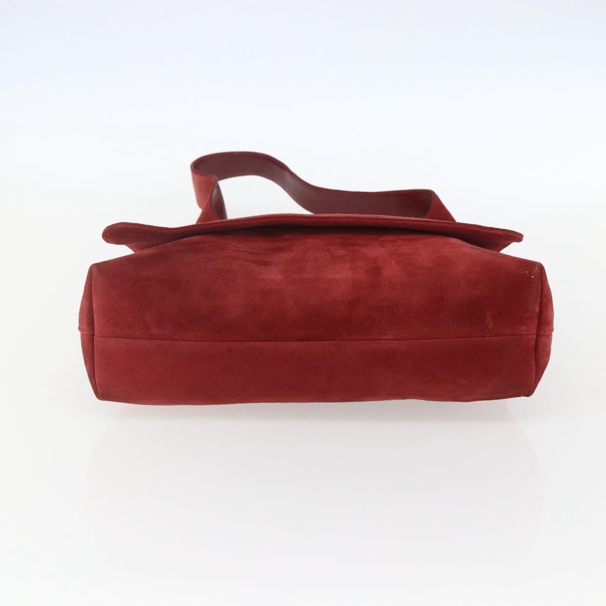 Gucci GUCCI Shoulder Bag Suede Red Silver Authentic 154502