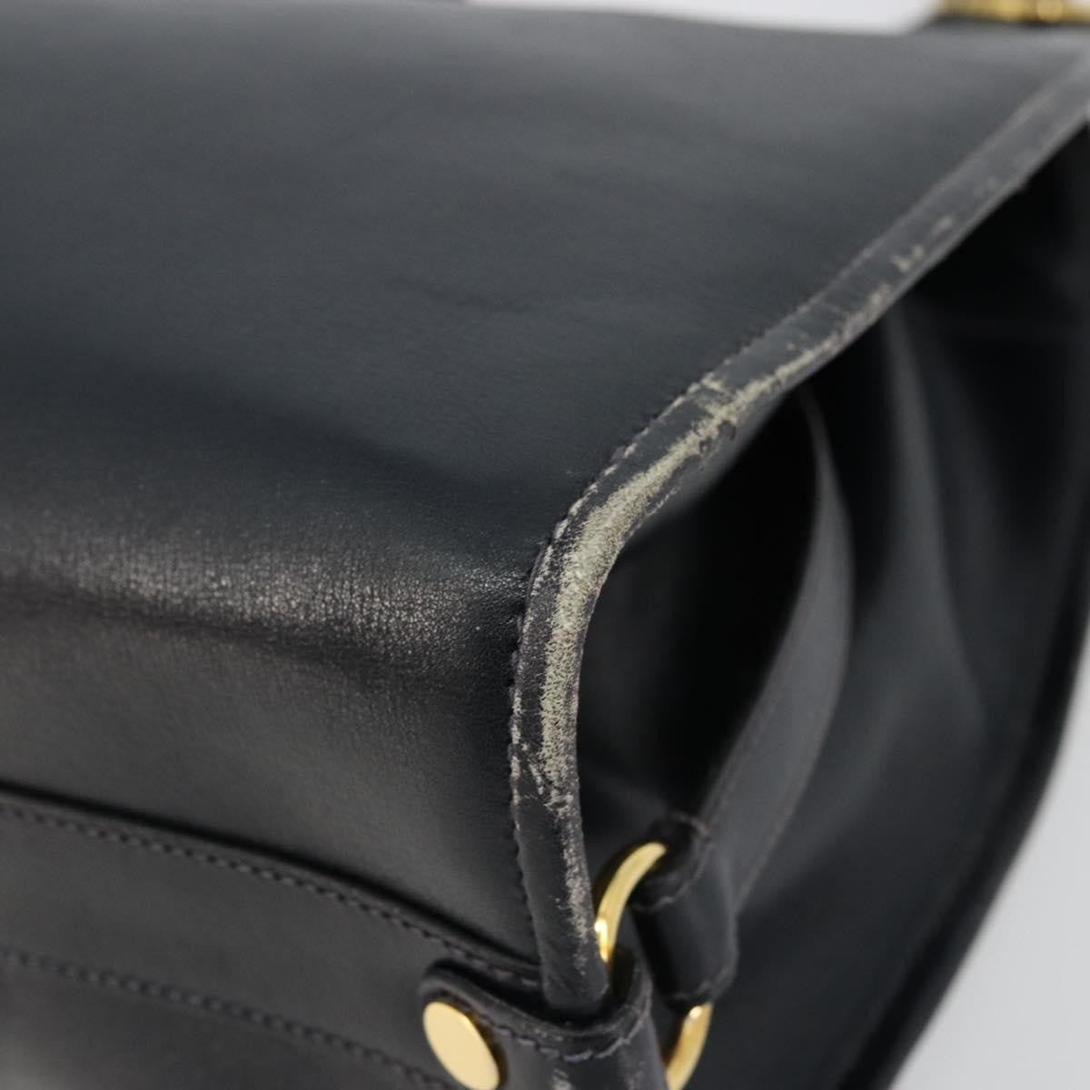 Gucci GUCCI Hand Bag Leather Navy Gold Authentic 177664