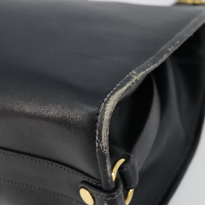 Gucci GUCCI Hand Bag Leather Navy Gold Authentic 177664