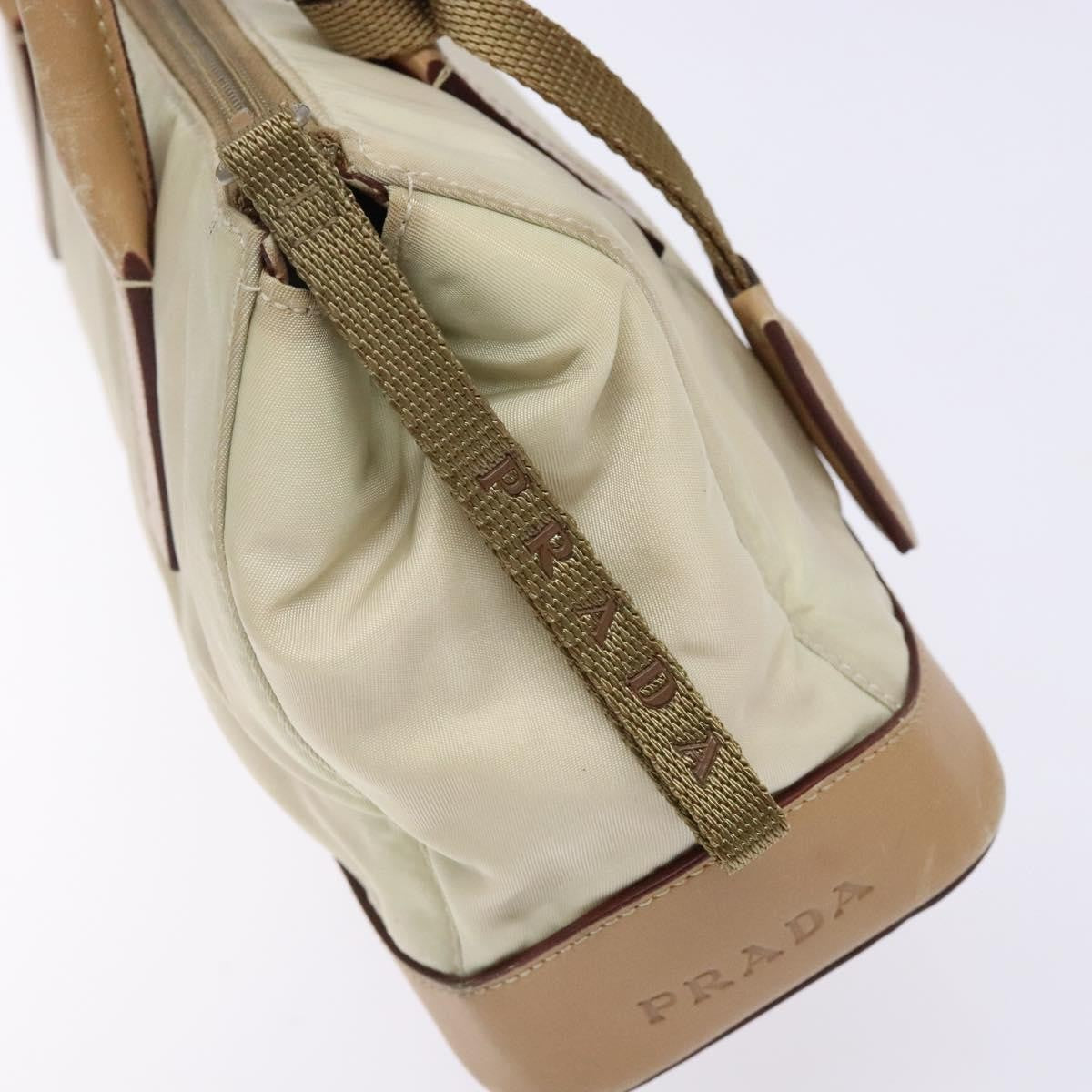 Prada PRADA Shoulder Bag Nylon Leather Beige Authentic bs29050