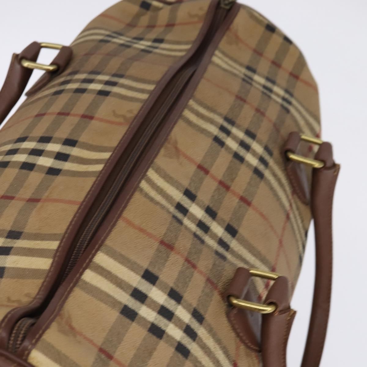 Burberrys Burberrys Nova Check Boston Bag PVC Beige Gold Authentic gh919
