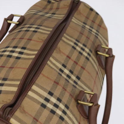 Burberrys Burberrys Nova Check Boston Bag PVC Beige Gold Authentic gh919