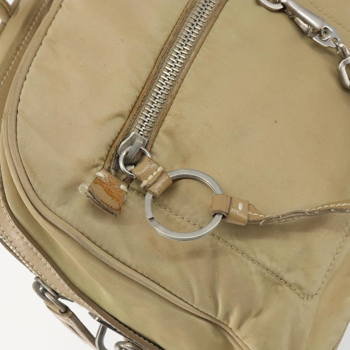Prada PRADA Hand Bag Nylon Beige Silver Authentic 166752