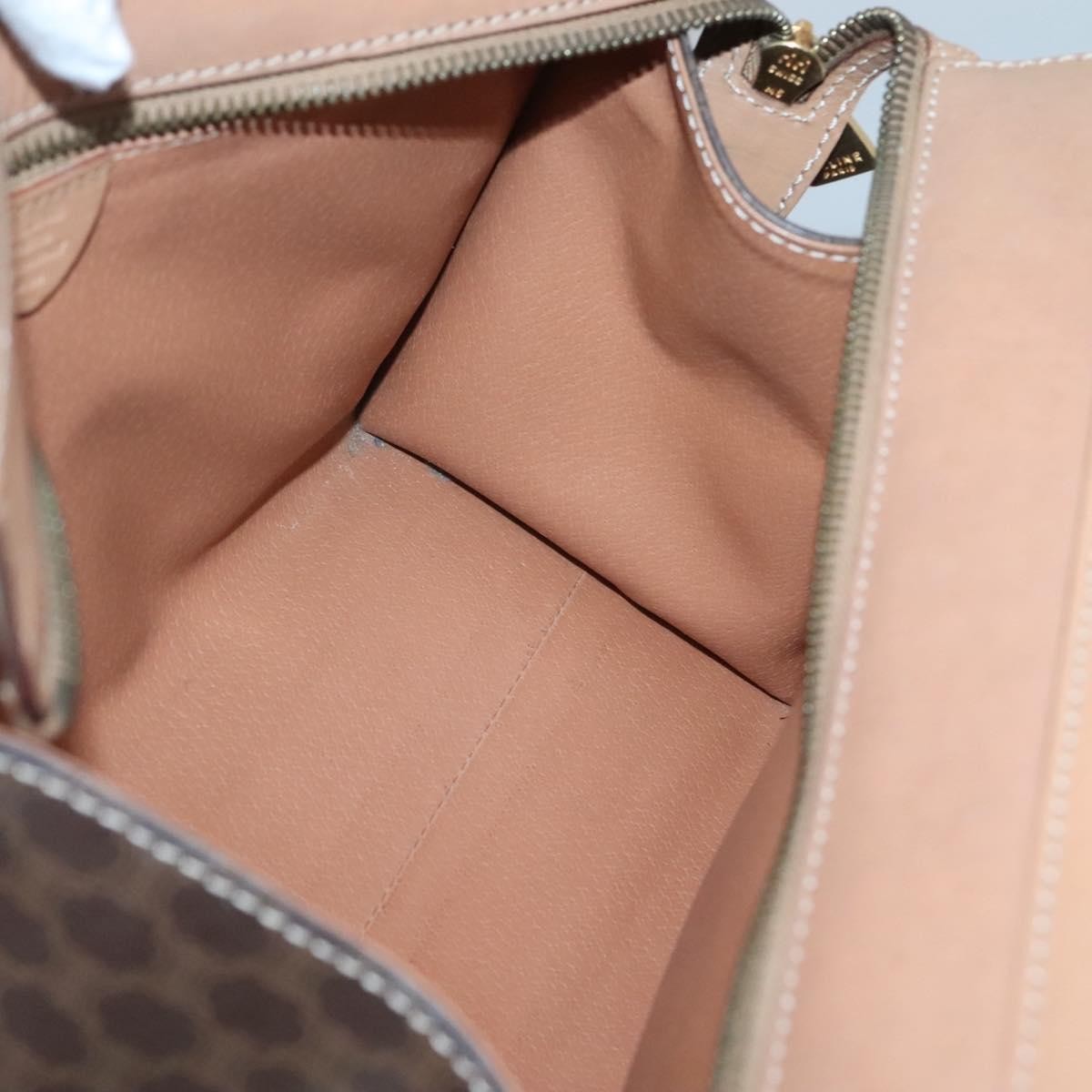 Celine CELINE Macadam Canvas Hand Bag PVC Leather 2way Brown Gold Authentic 123320