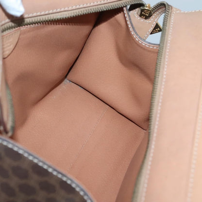 Celine CELINE Macadam Canvas Hand Bag PVC Leather 2way Brown Gold Authentic 123320