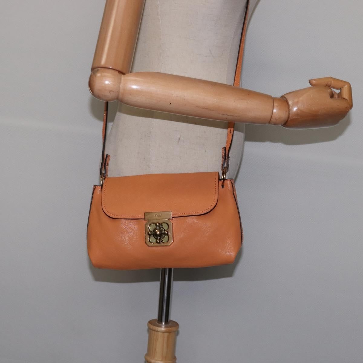 Chloé Chloé Chloe Shoulder Bag Leather Orange Gold Authentic BA5902