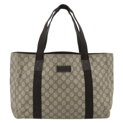Gucci GUCCI GG Supreme Tote Bag PVC Beige Silver 141624 Authentic 178059