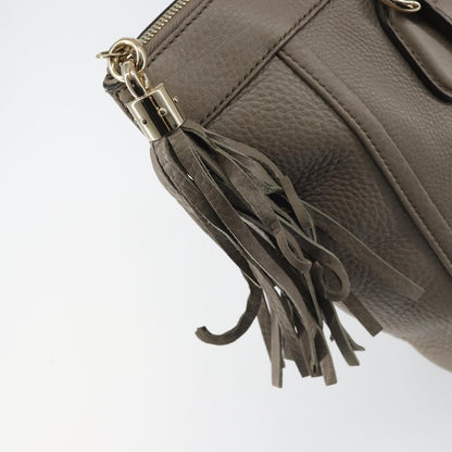 Gucci GUCCI Soho Hand Bag Leather Gray Gold 282307 Authentic 156415