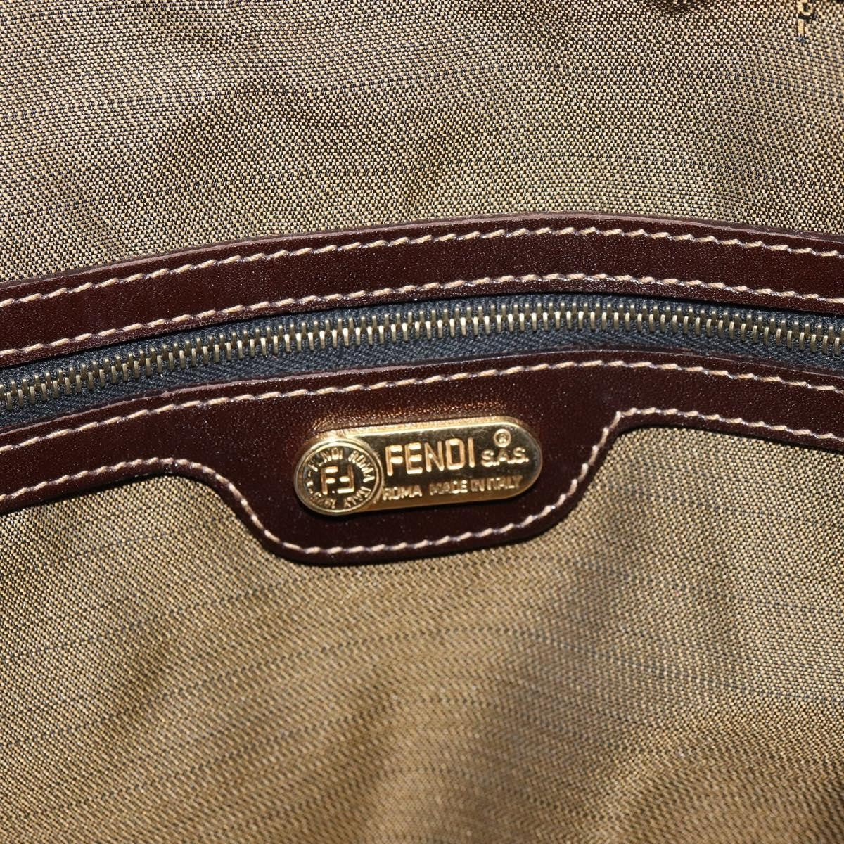 Fendi FENDI Zucca Canvas Hand Bag Black Brown gold Authentic 155701