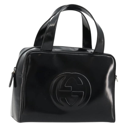 Gucci GUCCI Soho Hand Bag Patent Leather Black Silver 000 1274 0505 Authentic ep14495