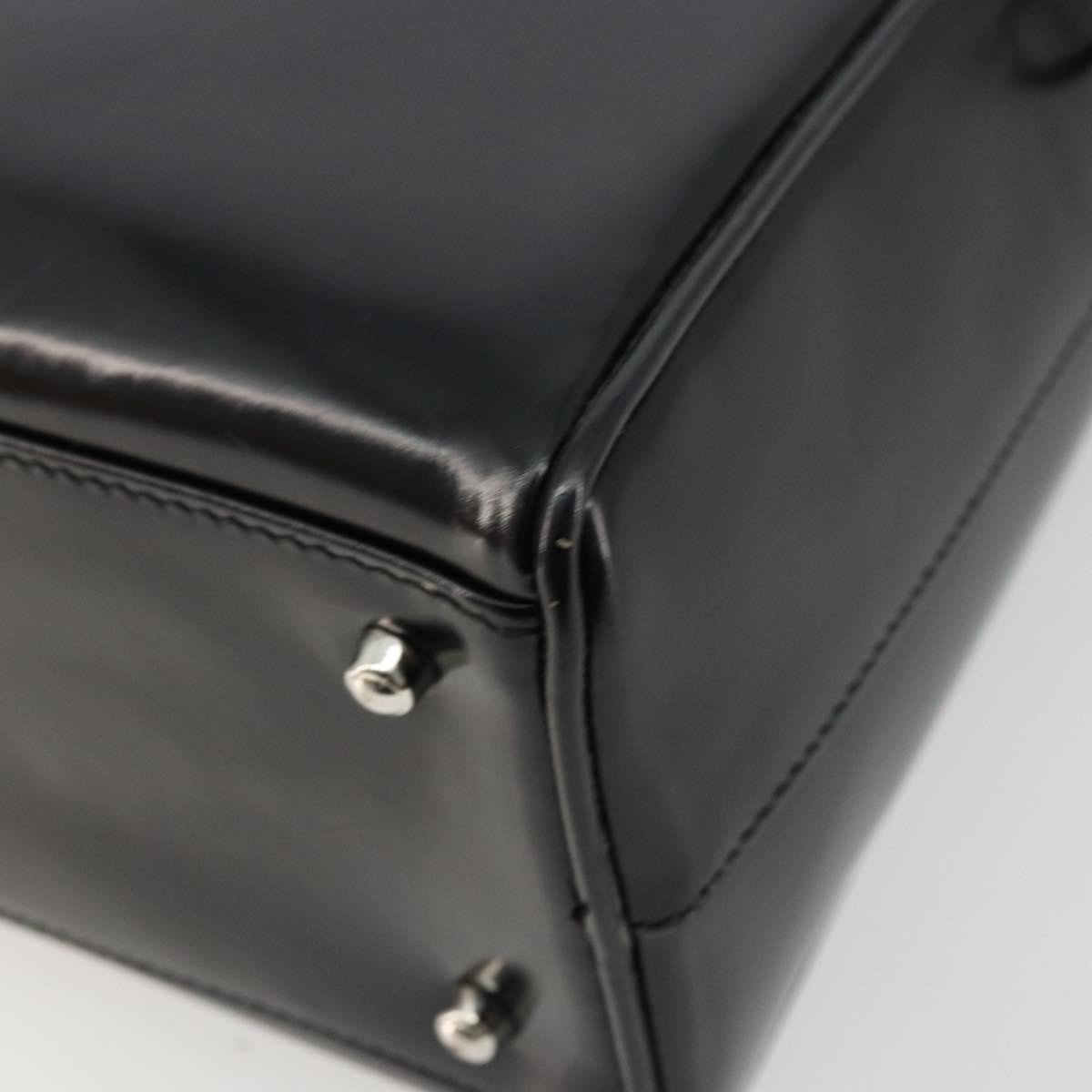Gucci GUCCI Soho Hand Bag Patent Leather Black Silver 000 1274 0505 Authentic ep14495