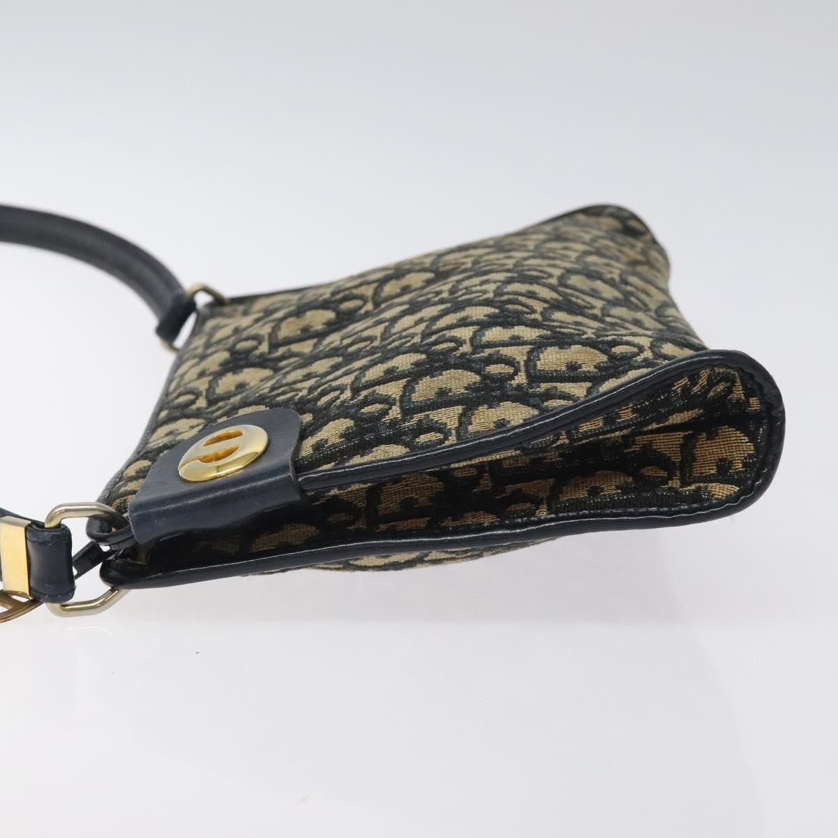 Dior Christian Dior Trotter Canvas Shoulder Bag Navy Gold Authentic 126267