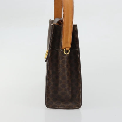 Celine CELINE Macadam Canvas Hand Bag PVC Leather Brown Gold Authentic YKZ1290