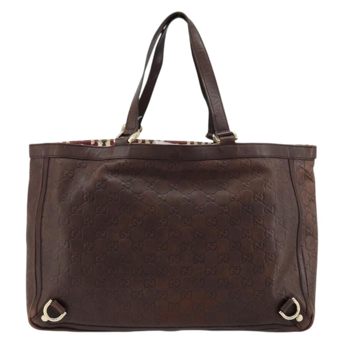 Gucci GUCCI GG Canvas Guccissima Tote Bag Leather Brown Gold 141472 Authentic 176366