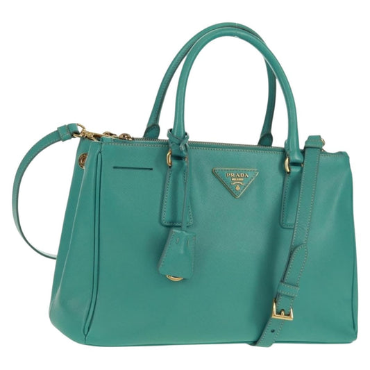 Prada PRADA Hand Bag Safiano Leather 2way Gold Emerald Green Authentic am10595V