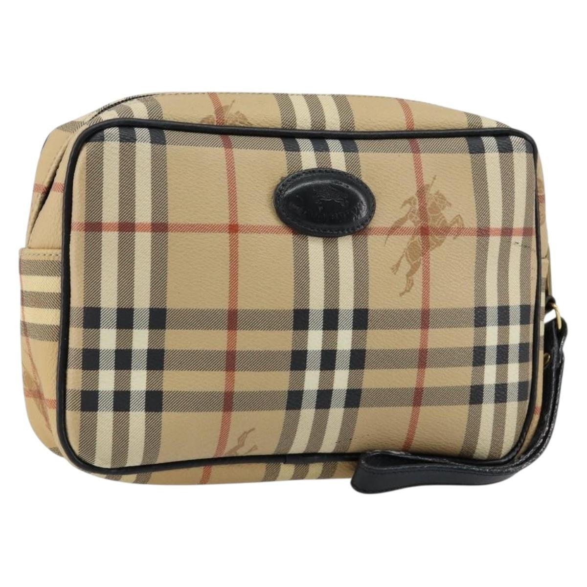 Burberrys Burberrys Nova Check Clutch Bag PVC Beige Gold Authentic ep11601
