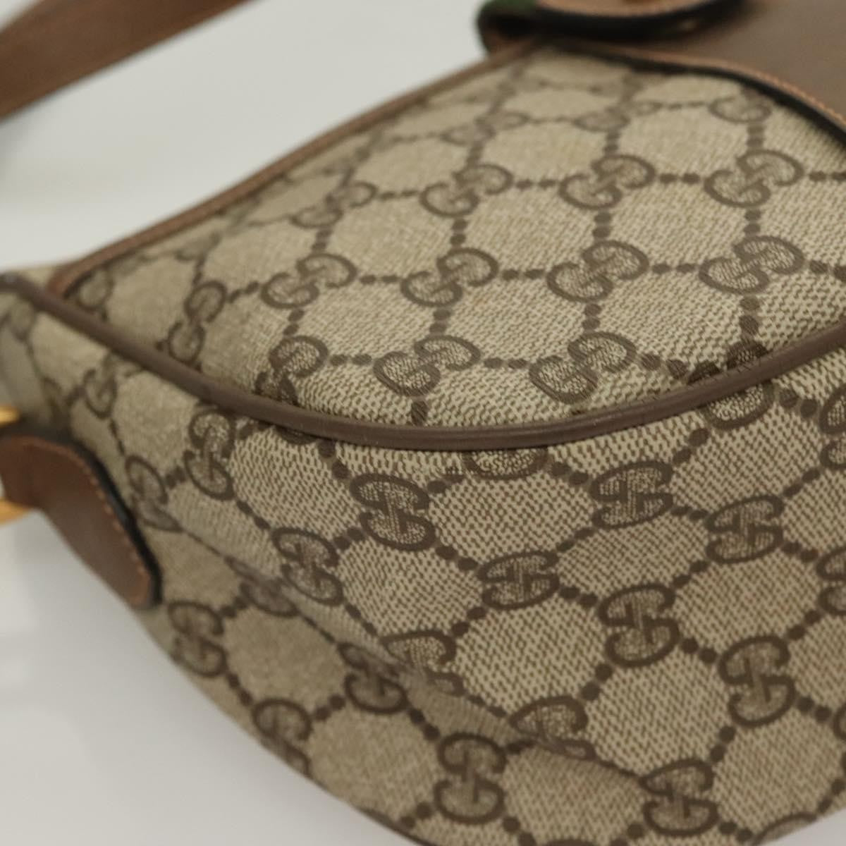 Gucci GUCCI GG Supreme Web Sherry Line Bag PVC Beige Gold 89 02 032 Authentic 128996