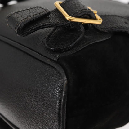 Gucci GUCCI Bamboo Backpack Suede Black Gold 003 58 0030 Authentic ep11366 Bag
