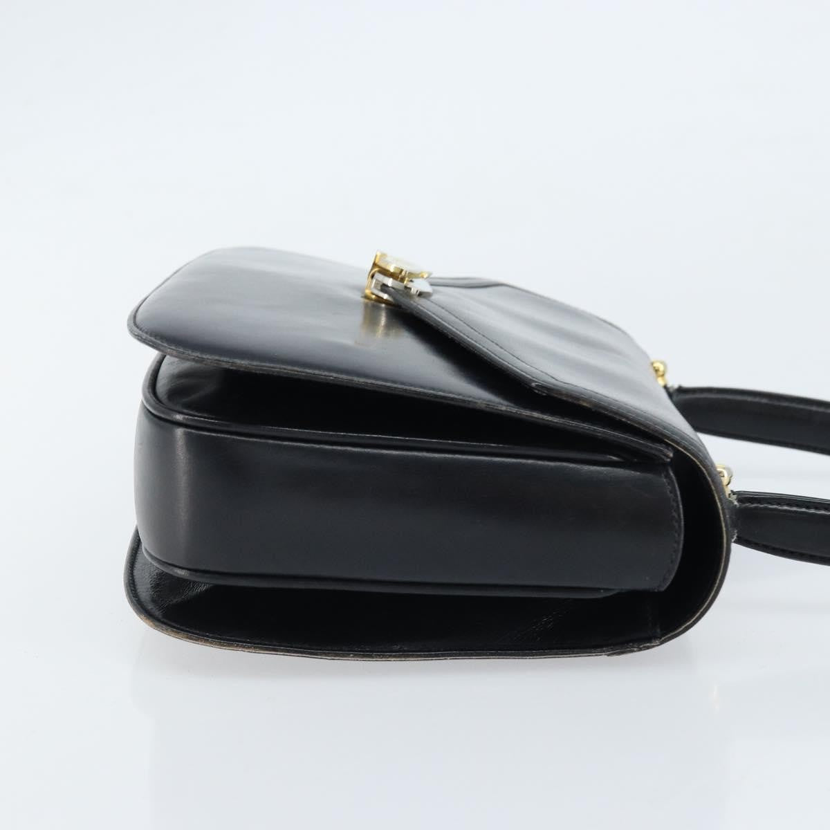 Gucci GUCCI Hand Bag Leather Black Gold Authentic ka2600