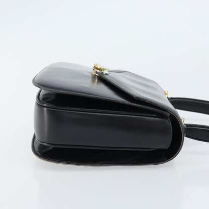 Gucci GUCCI Hand Bag Leather Black Gold Authentic ka2600