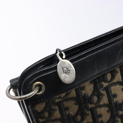 Dior Christian Dior Trotter Canvas Shoulder Bag Navy Gold Authentic 141525