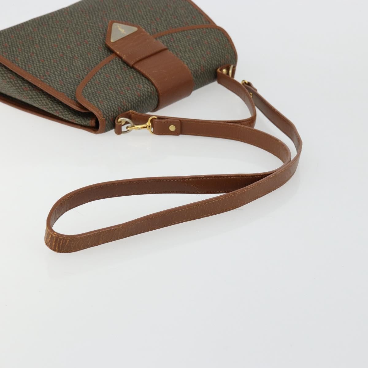 Saint Laurent SAINT LAURENT Hand Bag Coated Canvas 2way Khaki Gold Authentic bs34511