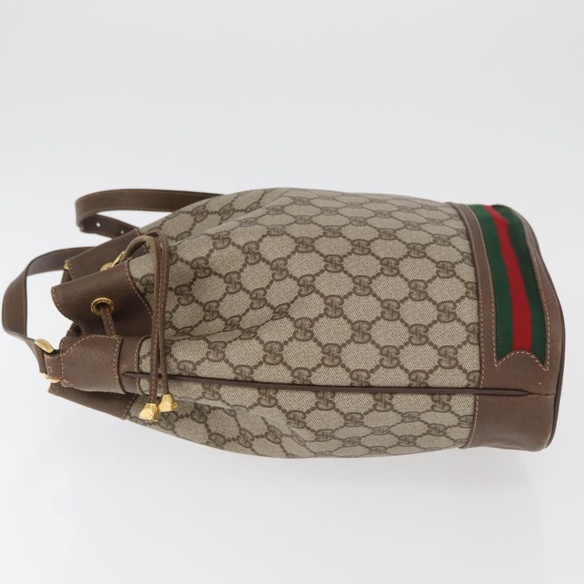 Gucci GUCCI GG Supreme Web Sherry Line Bag PVC Beige Gold 41 02 085 Authentic BA12841