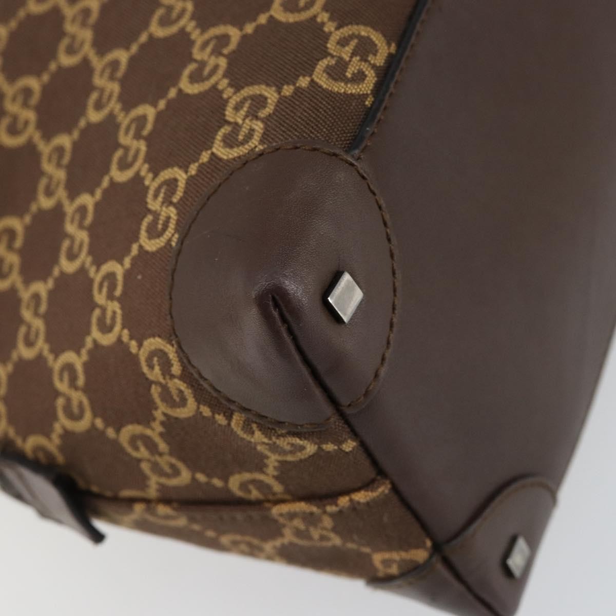 Gucci GUCCI GG Canvas Hand Bag Leather Brown Gold Authentic 149459