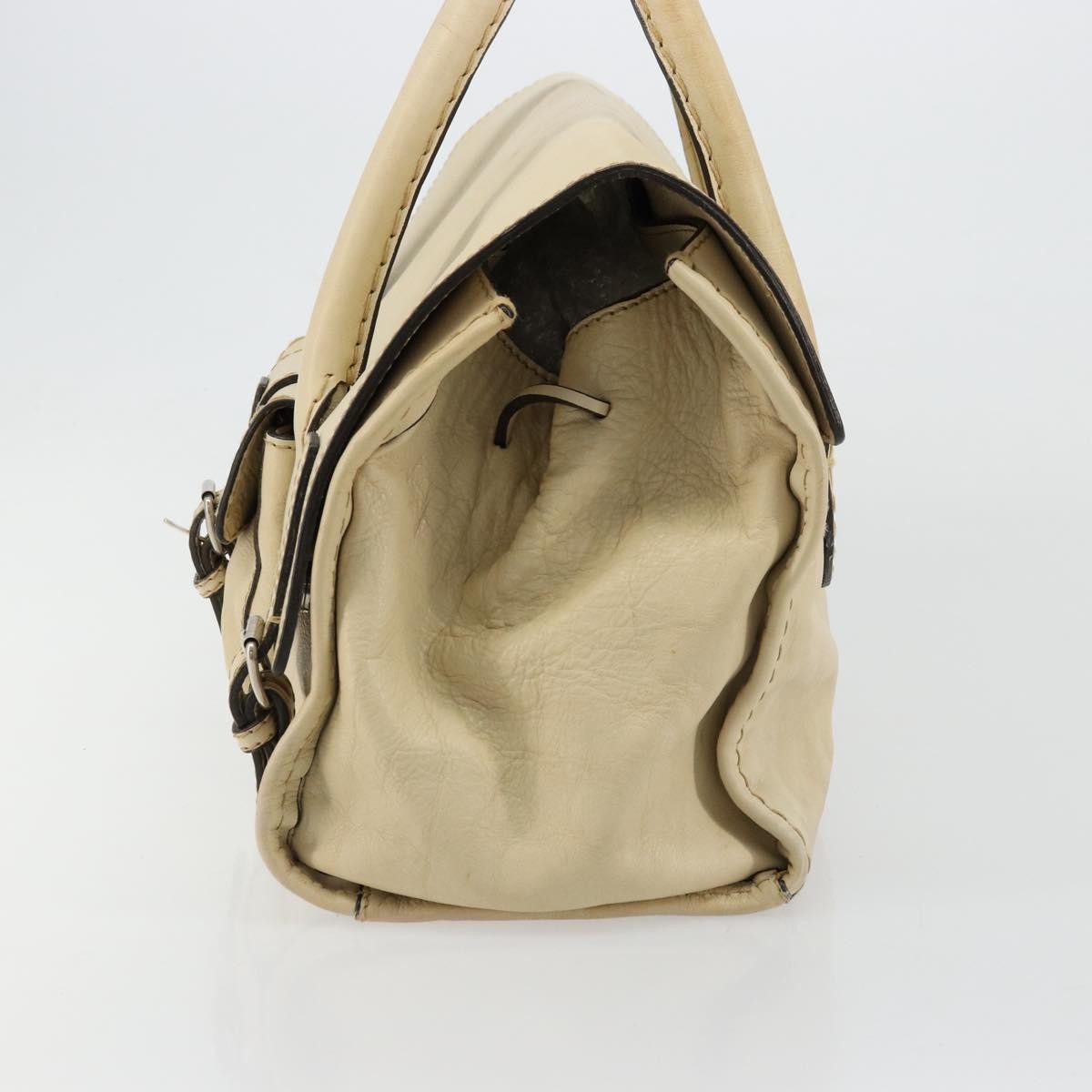 Chloé Chloé Chloe Edith Boston Bag Leather Beige Silver Authentic bs30503