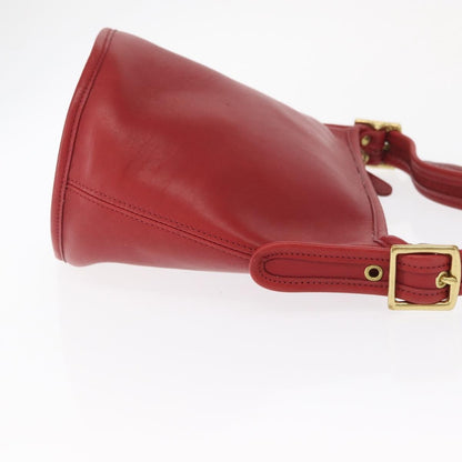 Coach Coach Shoulder Bag Leather Red Gold Authentic 162414