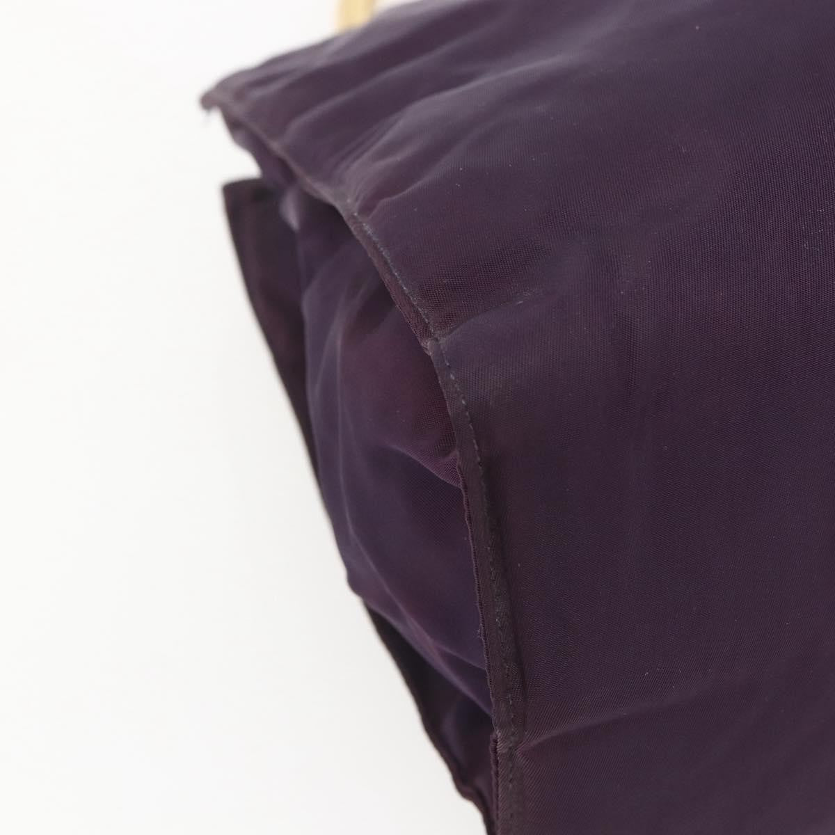 Prada PRADA Hand Bag Nylon Metal Purple Gold Authentic 155415