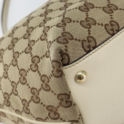 Gucci GUCCI GG Canvas Newbrit Tote Bag Beige Gold 169946 Authentic gh1314