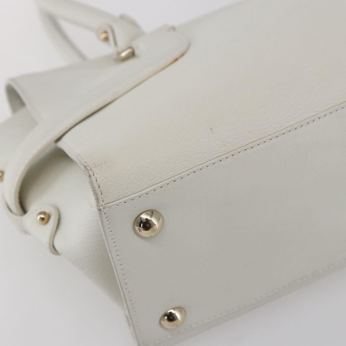 Salvatore Ferragamo Salvatore Ferragamo Gancini Shoulder Bag Leather White Gold Authentic 154689