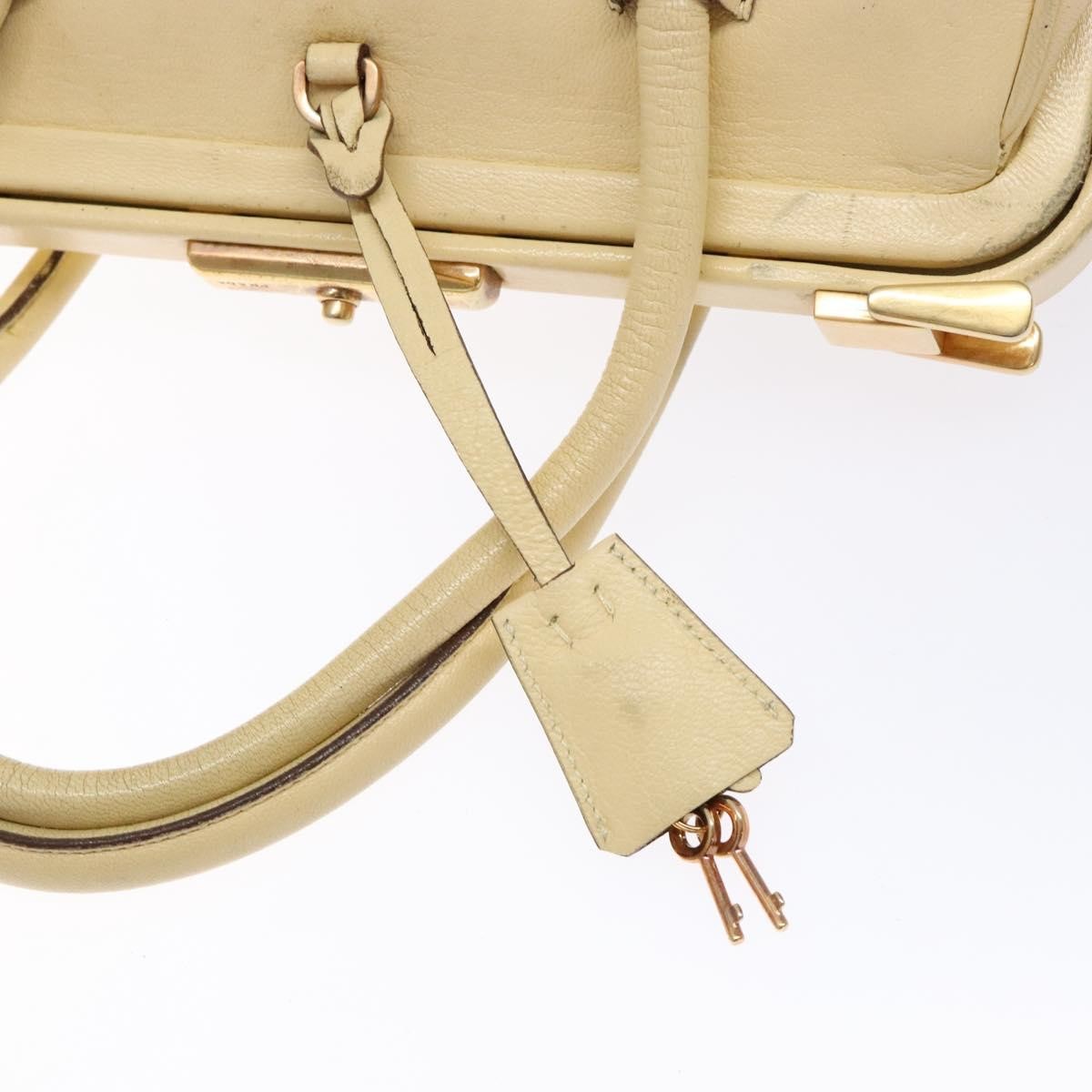 Prada PRADA Gamaguchi Hand Bag Leather Beige Gold Authentic 135924