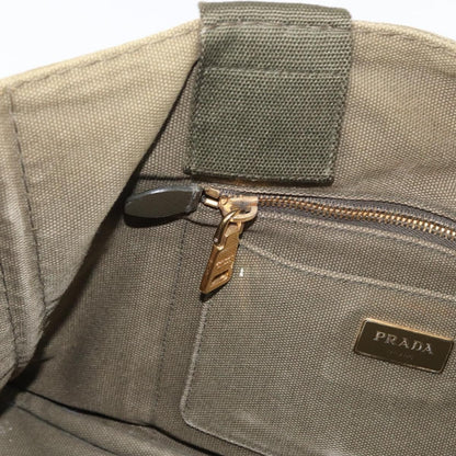 Prada PRADA Canapa MM Hand Bag Canvas 2way Khaki Gold Authentic ti3829