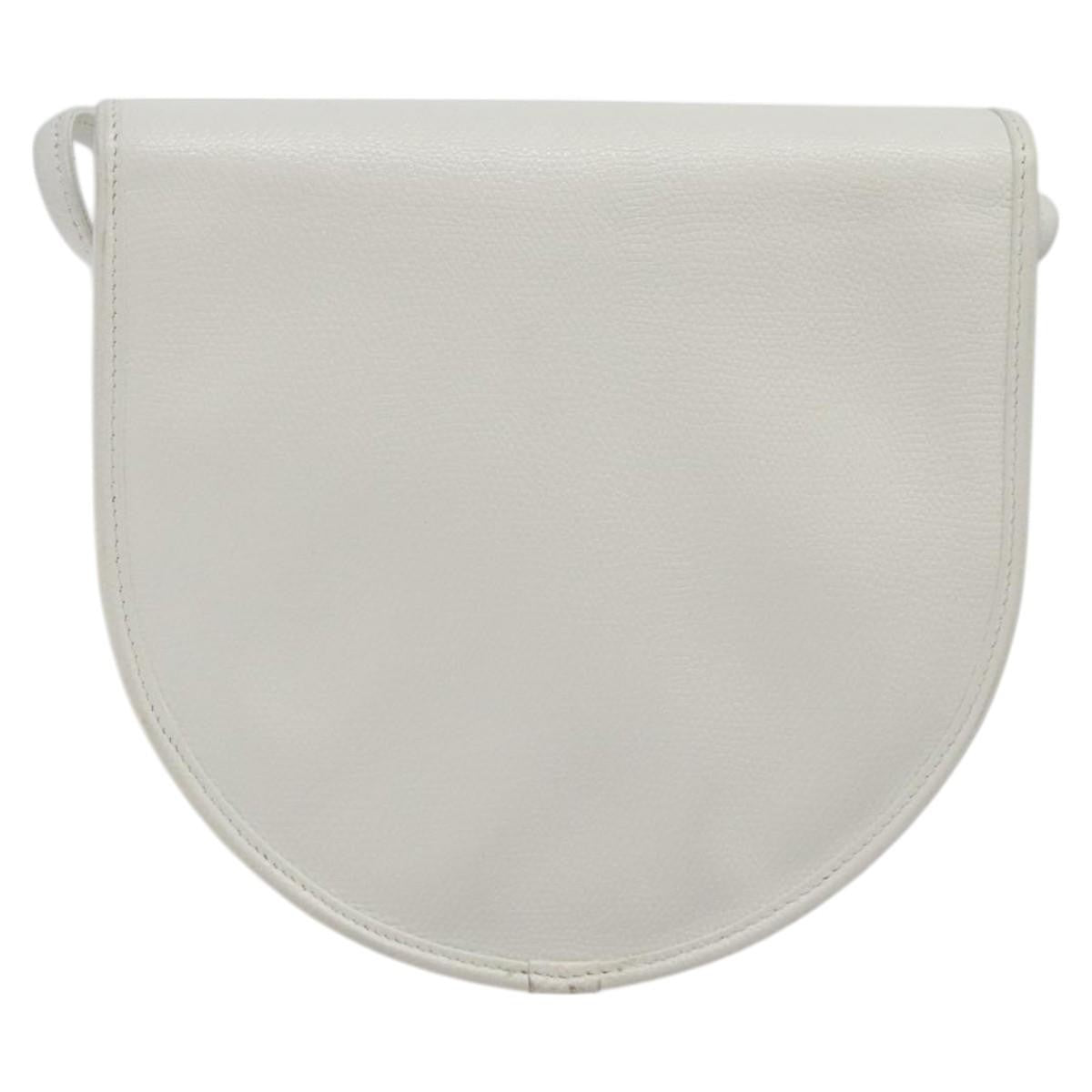 Dior Christian Dior Shoulder Bag Leather White Gold Authentic BA1797