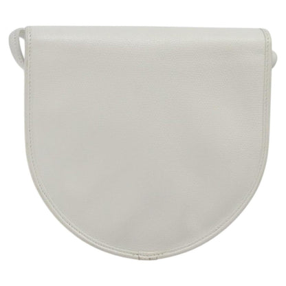 Dior Christian Dior Shoulder Bag Leather White Gold Authentic BA1797