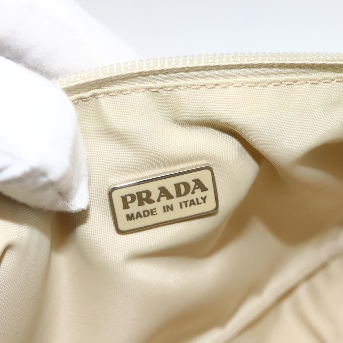 Prada PRADA Accessory Pouch Nylon Beige Silver Authentic BAZ860A Bag