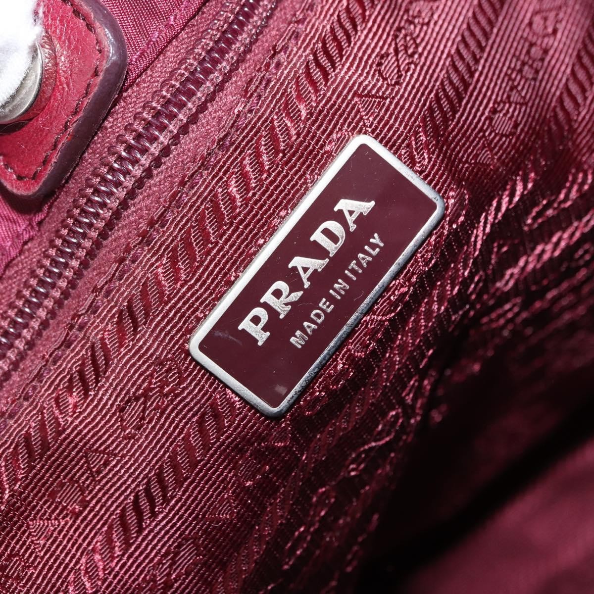 Prada PRADA Tote Bag Nylon Bordeaux Gold Authentic ep12877