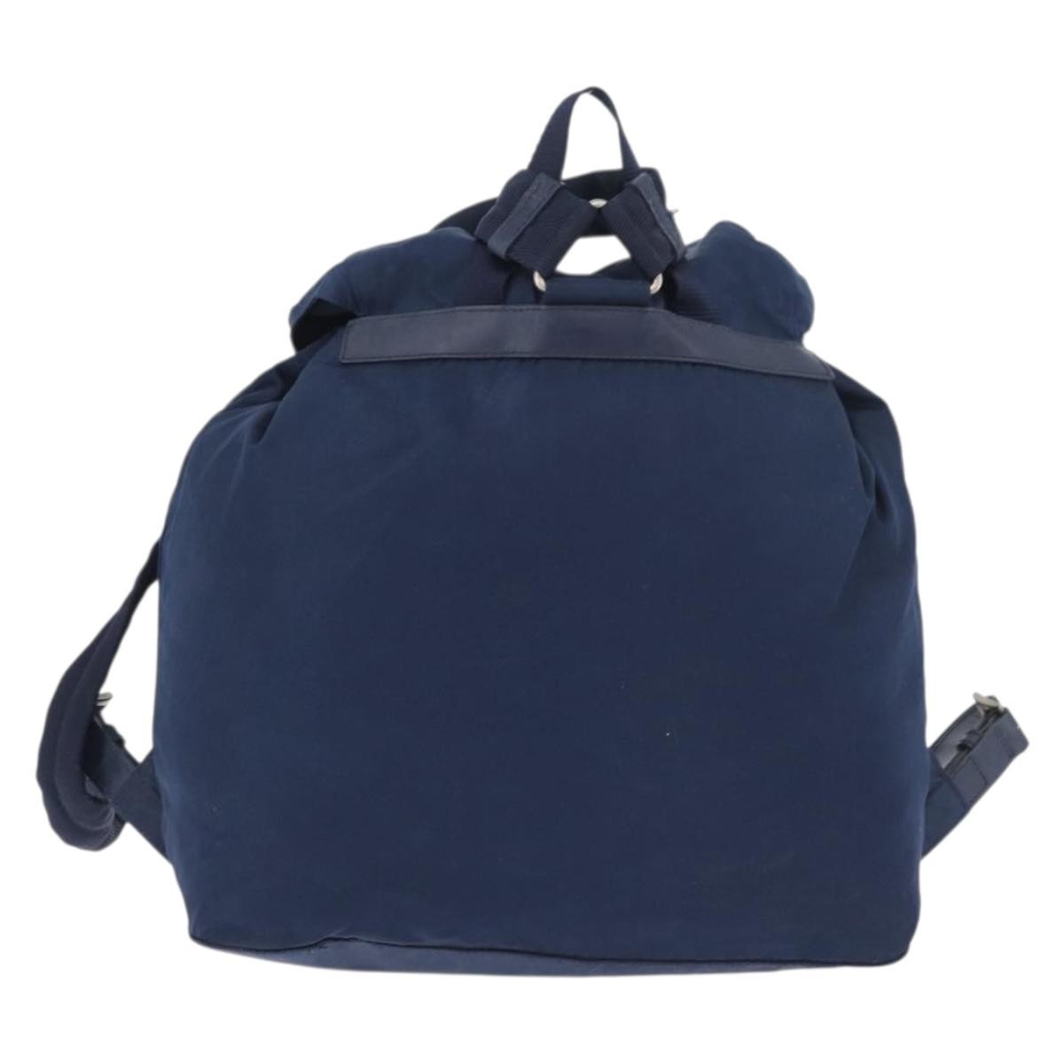 Prada PRADA Backpack Nylon Navy Silver Authentic 161363 Bag