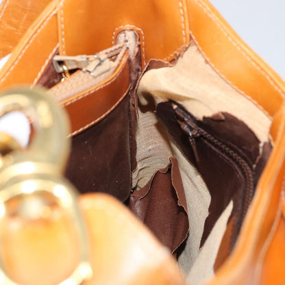 Celine CELINE Shoulder Bag Leather Brown Gold Authentic 166334
