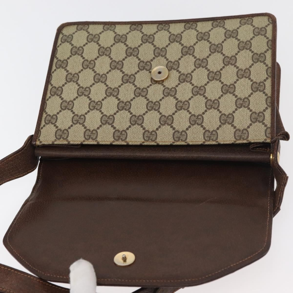 Gucci GUCCI GG Supreme Web Sherry Line Shoulder Bag PVC Leather Beige Gold Authentic 100377