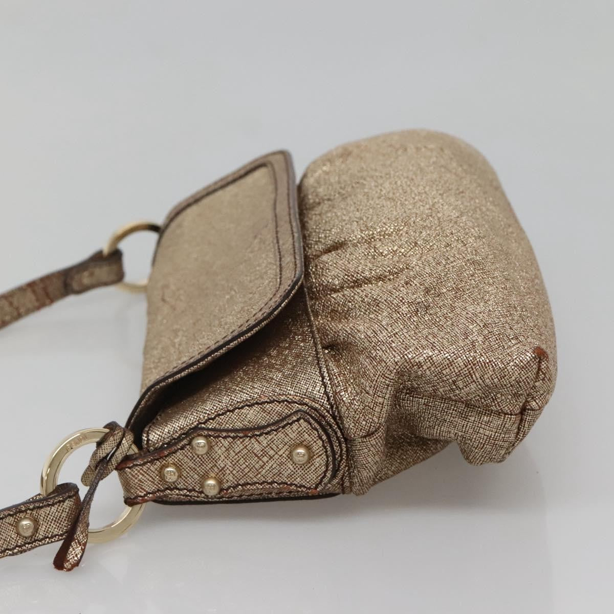 Fendi FENDI Shoulder Bag Leather Gold Authentic ep10421