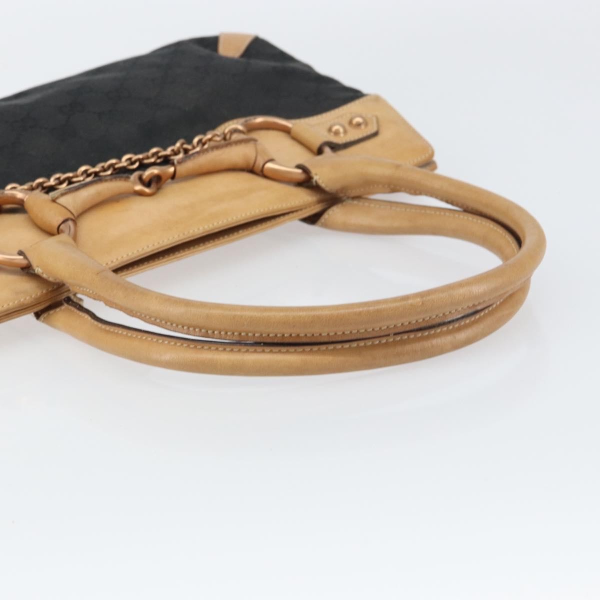 Gucci GUCCI GG Canvas Tote Bag Black Gold 114913 Authentic gh1523