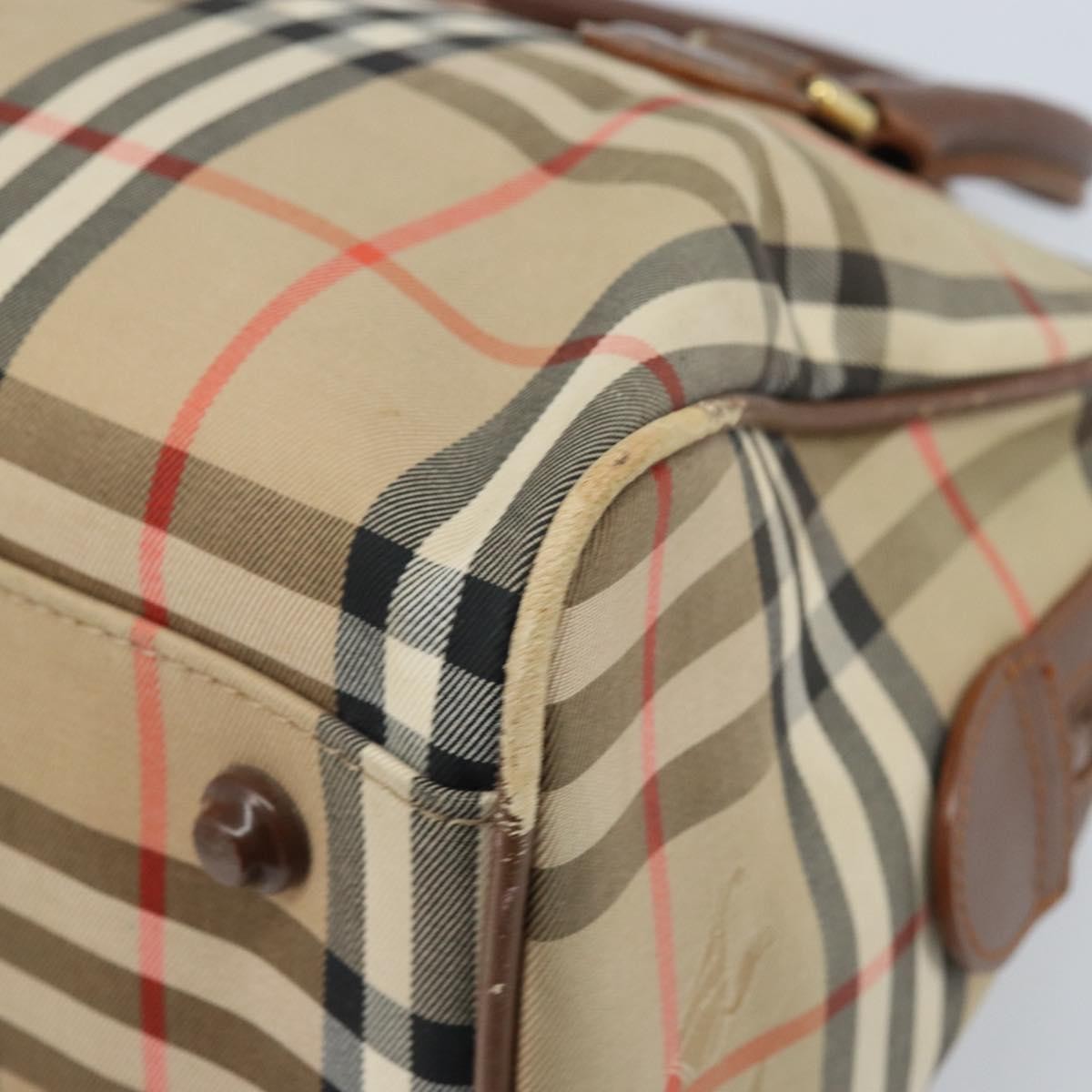 Burberry BURBERRY Nova Check Hand Bag Canvas Gold Beige Authentic bs33928