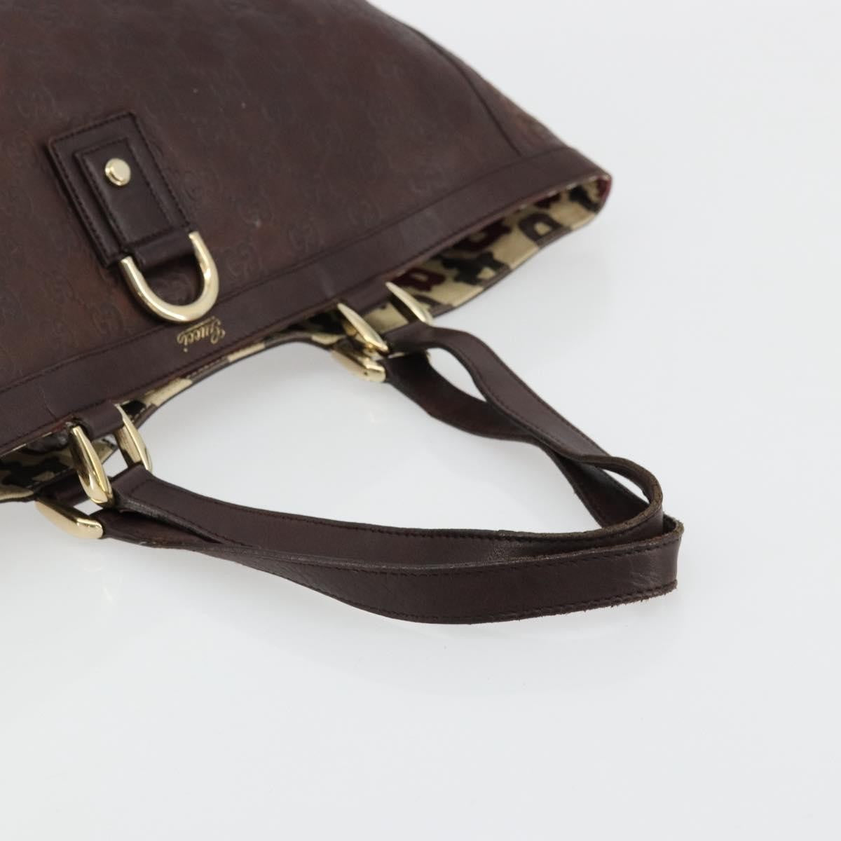 Gucci GUCCI GG Canvas Guccissima Tote Bag Leather Brown Gold 141472 Authentic 176366